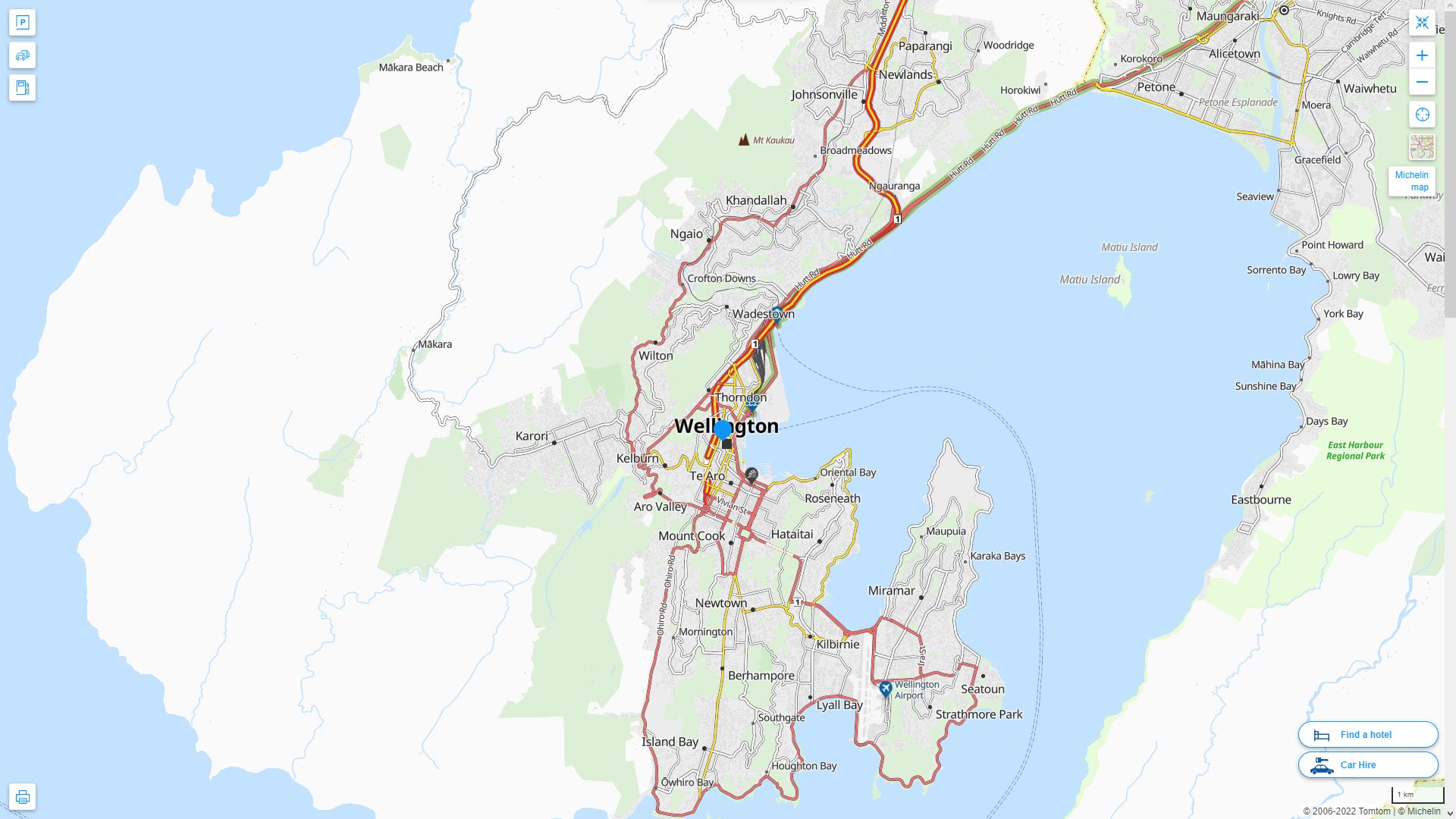 Wellington Nouvelle Zelande Autoroute et carte routiere